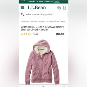 Women’s LL Bean Sherpa Lined hoodie.  Great for upcoming fall weather!